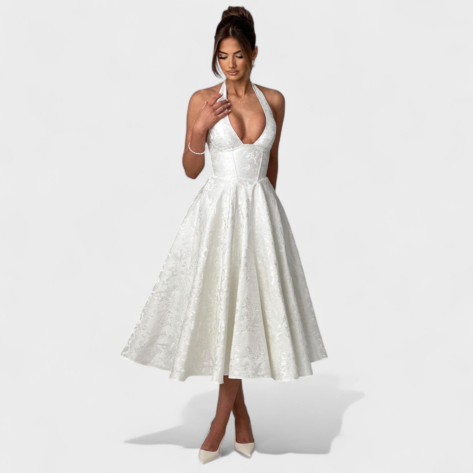 Efi - Vestido midi texturado