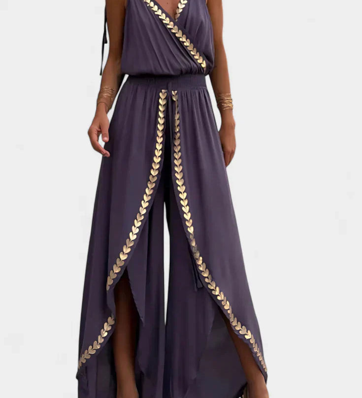 Lorena - Vestido Mono Detalhes Dourados
