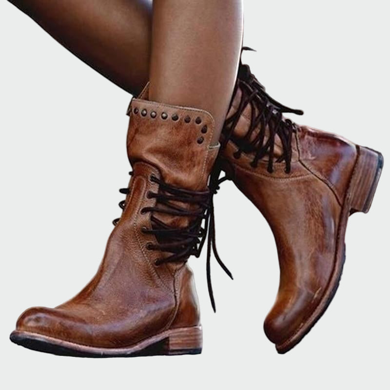 Botins de pele com atacadores — vista 2