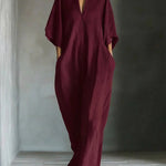 Alina - Vestido longo com mangas 3/4 e decote em V — vista 7