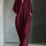 Alina - Vestido longo com mangas 3/4 e decote em V — vista 7