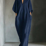 Alina - Vestido longo com mangas 3/4 e decote em V — vista 5