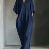 Alina - Vestido longo com mangas 3/4 e decote em V — vista 5