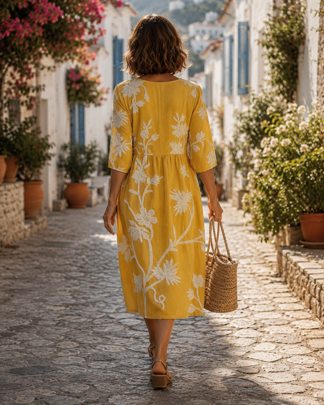 Graça - Vestido Midi Floral Amarelo — vista 2