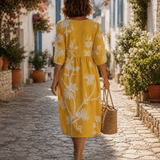 Graça - Vestido Midi Floral Amarelo — vista 2