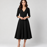 Leonor | Vestido Midi Fluido de Cintura Marcada