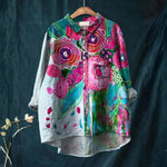Elda - Camisa Casual de Arte Floral Vintage Linda