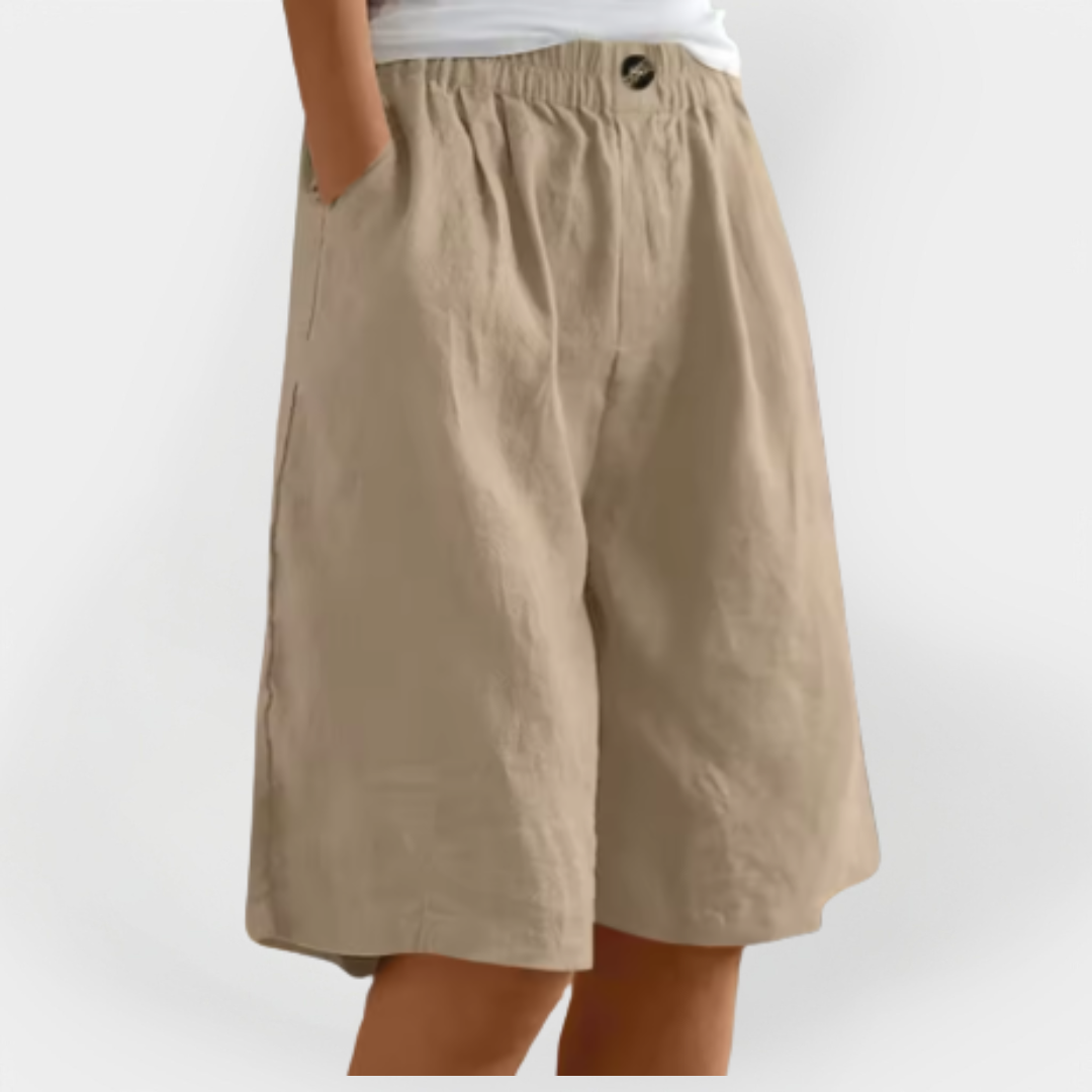 Calções de Linho com Bolsos