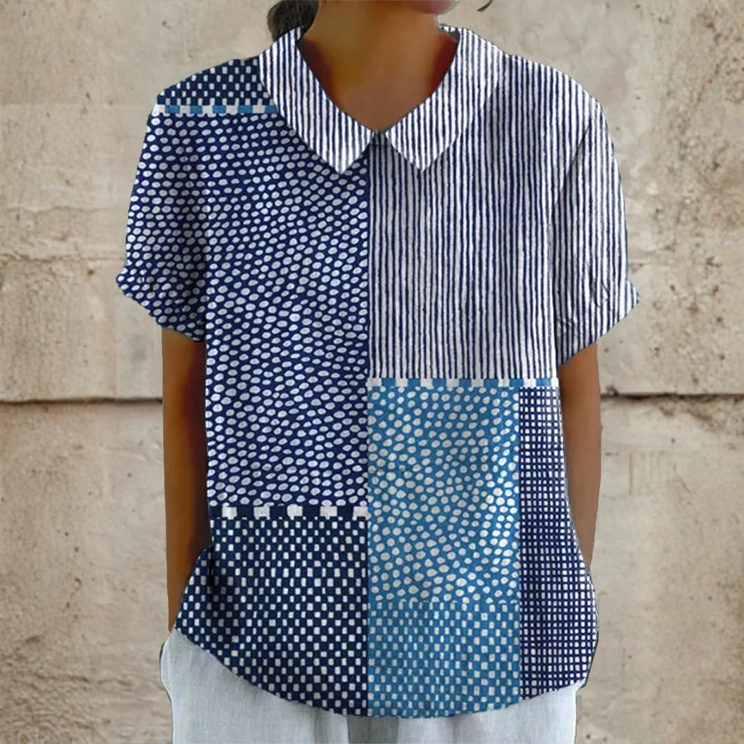 Alina - Camisa com Estampa Patchwork