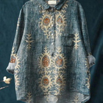 Diana - Camisa Casual Vintage Étnica com Estampa Floral — vista 2