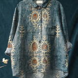 Diana - Camisa Casual Vintage Étnica com Estampa Floral — vista 2