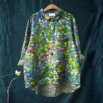 Inês - Camisa Casual de Arte Floral Vintage