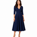 Leonor | Vestido Midi Fluido de Cintura Marcada
