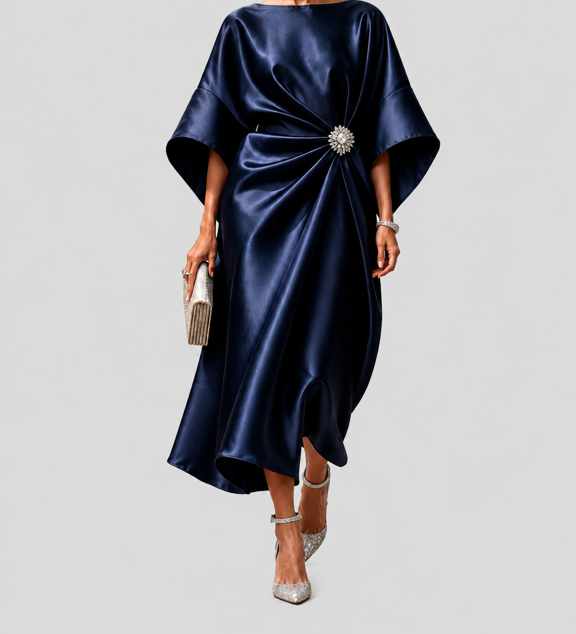 Constança - Vestido de Gala com Acabamento Acetinado