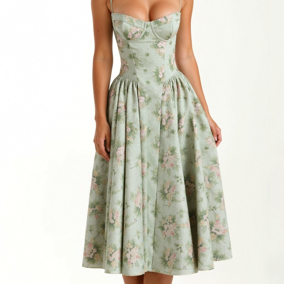 Odete - Vestido midi corpete estruturado