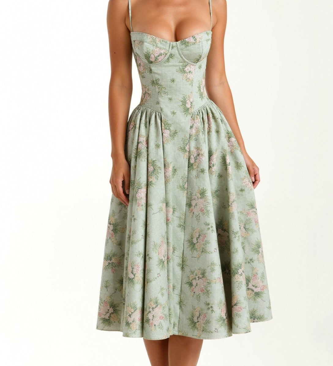 Odete - Vestido midi corpete estruturado — vista 7