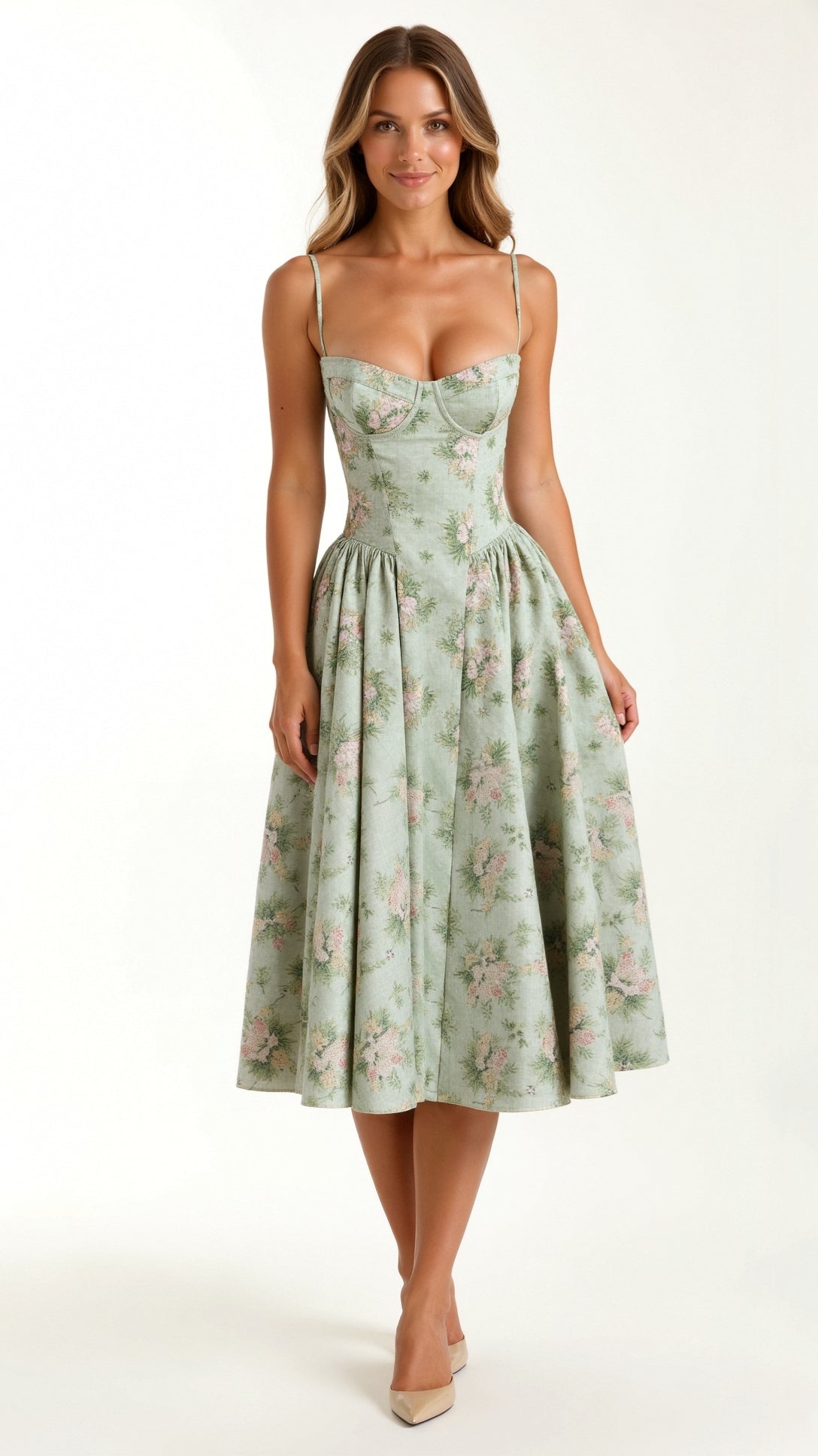 Odete - Vestido midi corpete estruturado