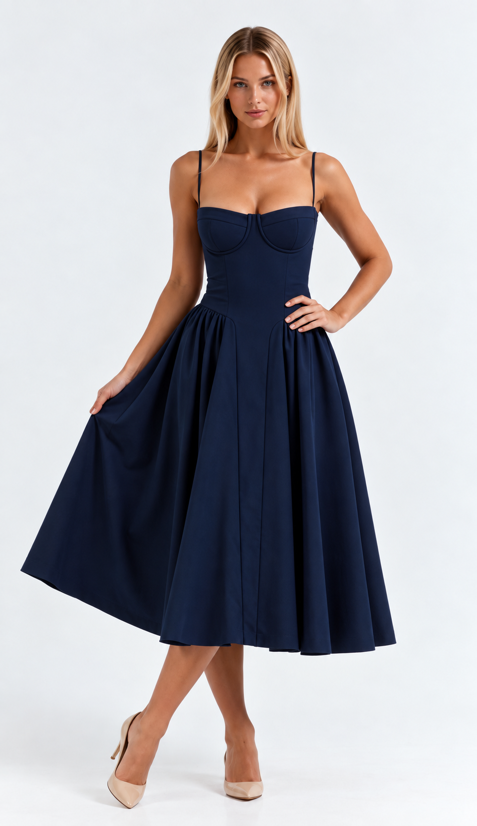 Odete — Vestido Midi com Corpete Estruturado — vista 13