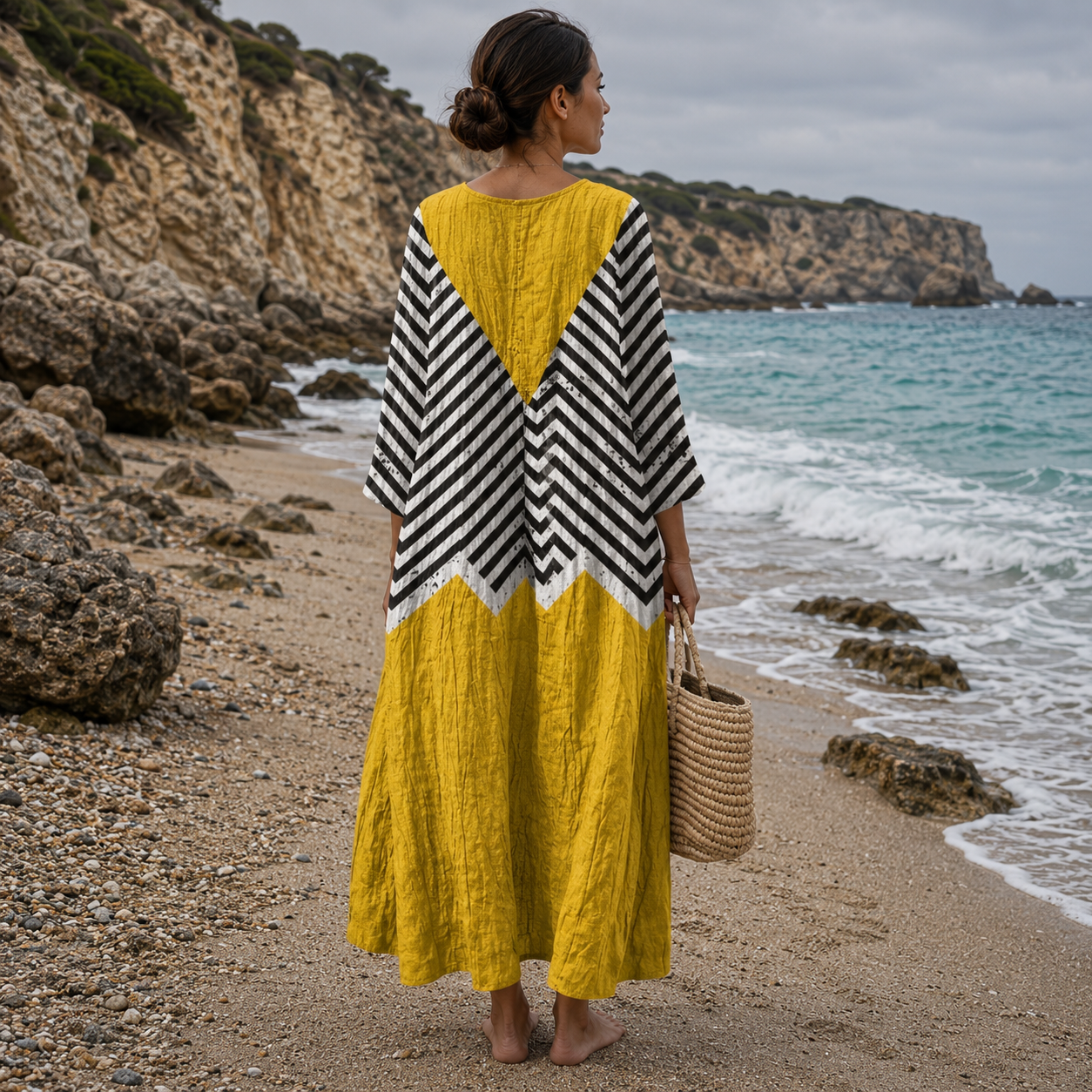 Rosalina - Vestido Zigzag Amarelo — vista 2