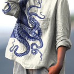 Amélia - Camiseta Casual com Impressão de Tentáculos de Polvo — vista 2