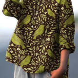 Vitória - Camisa Casual de Arte Vintage Floral — vista 2