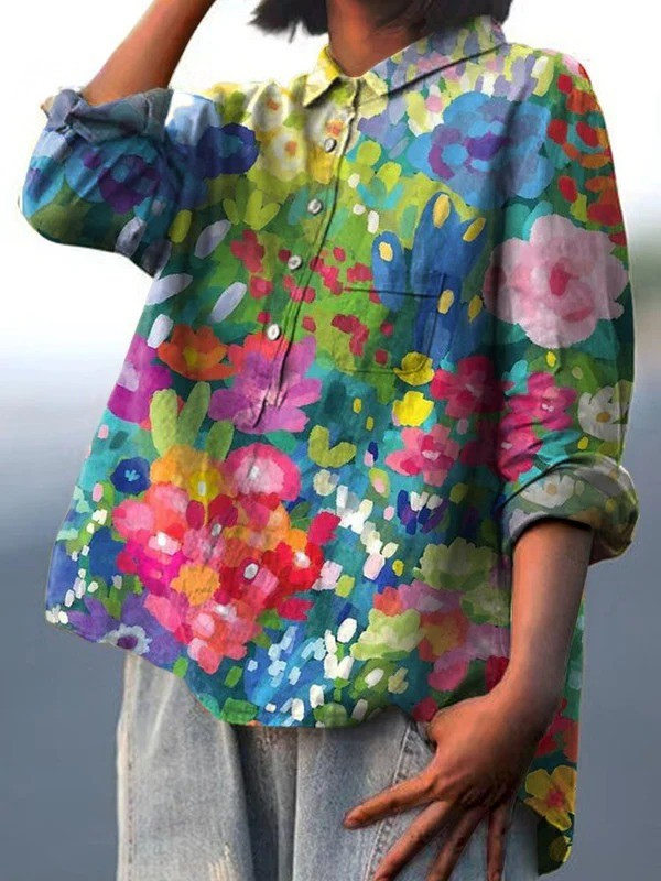 Rebeca - Camisa Casual Vintage Floral Linda — vista 2