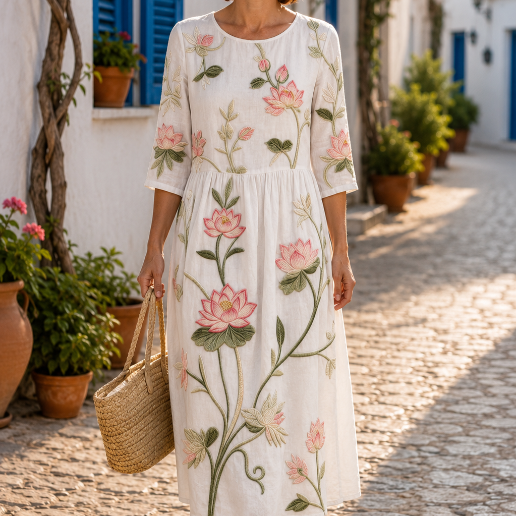 Ariana - Vestido com Estampado de Plantas e Flores