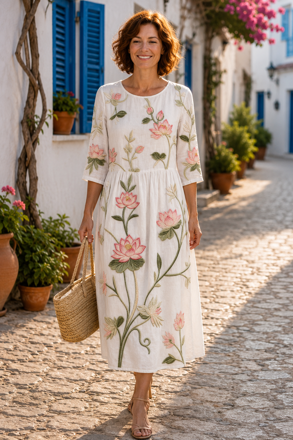 Ariana - Vestido com Estampado de Plantas e Flores