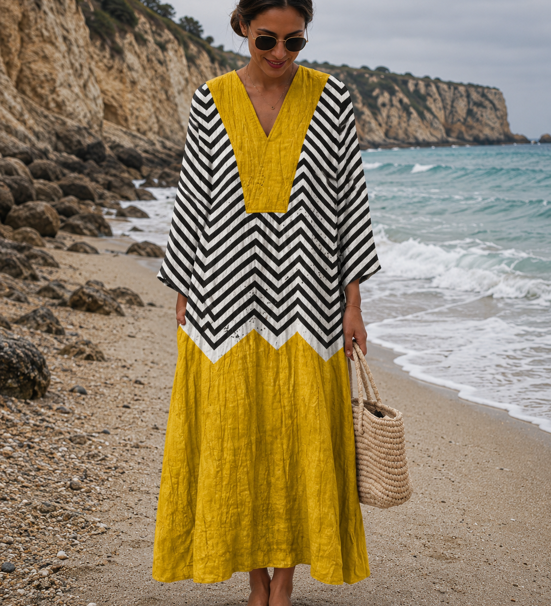 Rosalina - Vestido Zigzag Amarelo