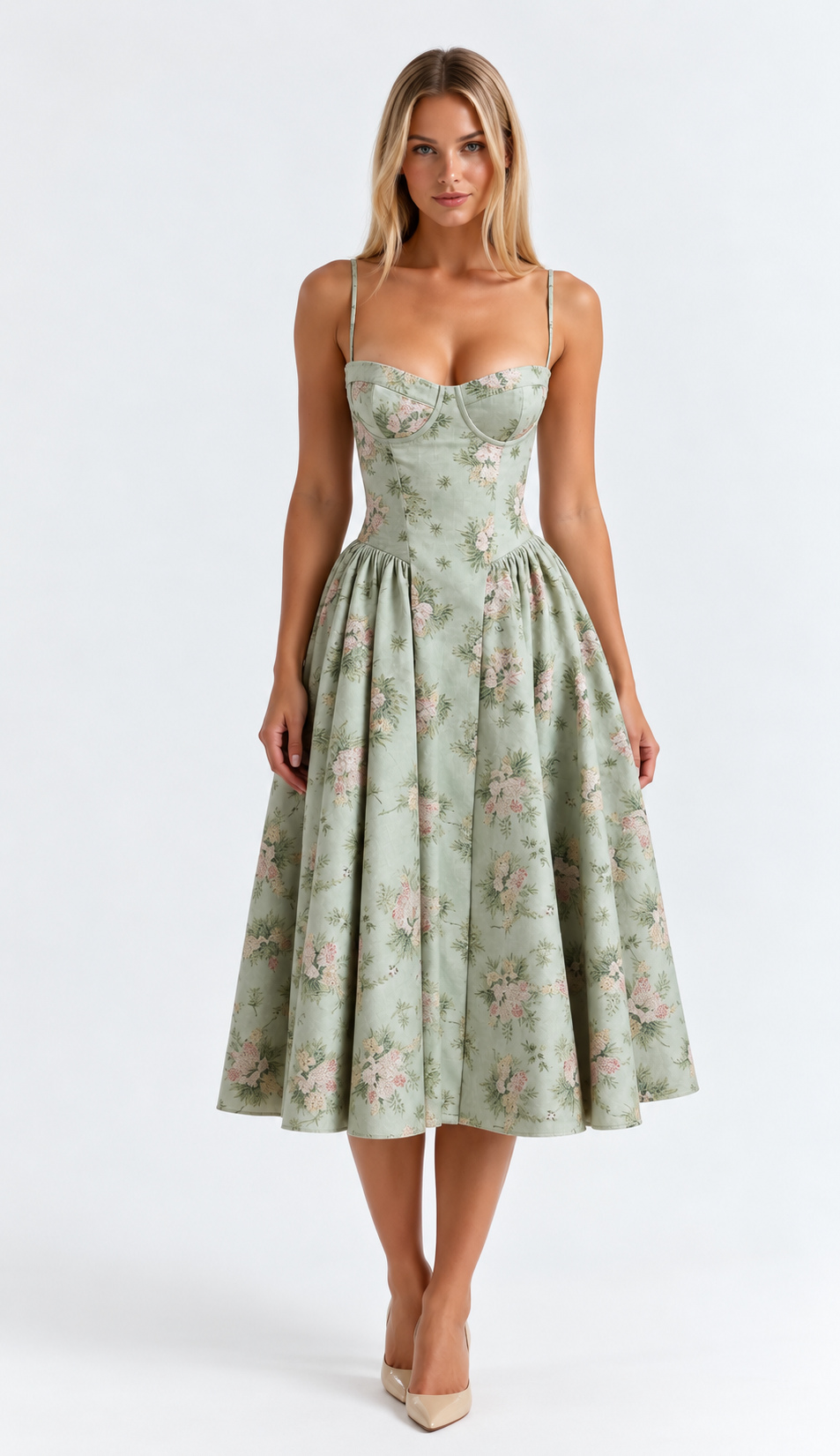 Odete — Vestido Midi com Corpete Estruturado — vista 4