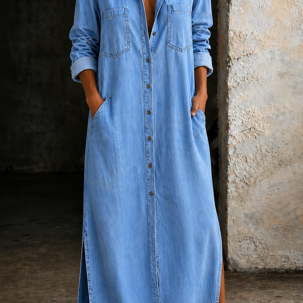 Palmira - Vestido Camiseiro de Ganga