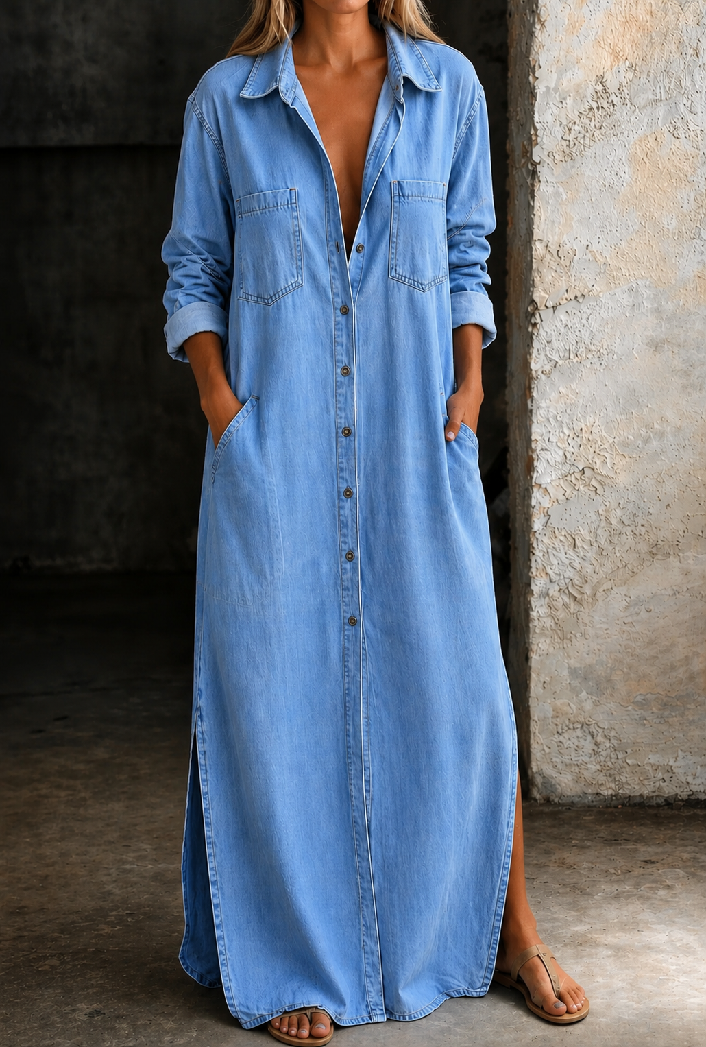 Palmira - Vestido Camiseiro de Ganga