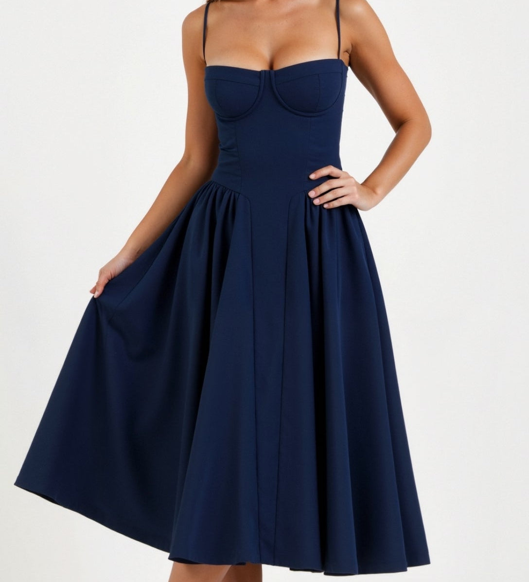 Odete - Vestido midi corpete estruturado — vista 10