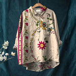 Isa - Camisa Casual de Arte Floral Vintage para Mulheres