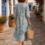 Cátia - Vestido Midi com Estampa de Plantas e Flores — vista 2