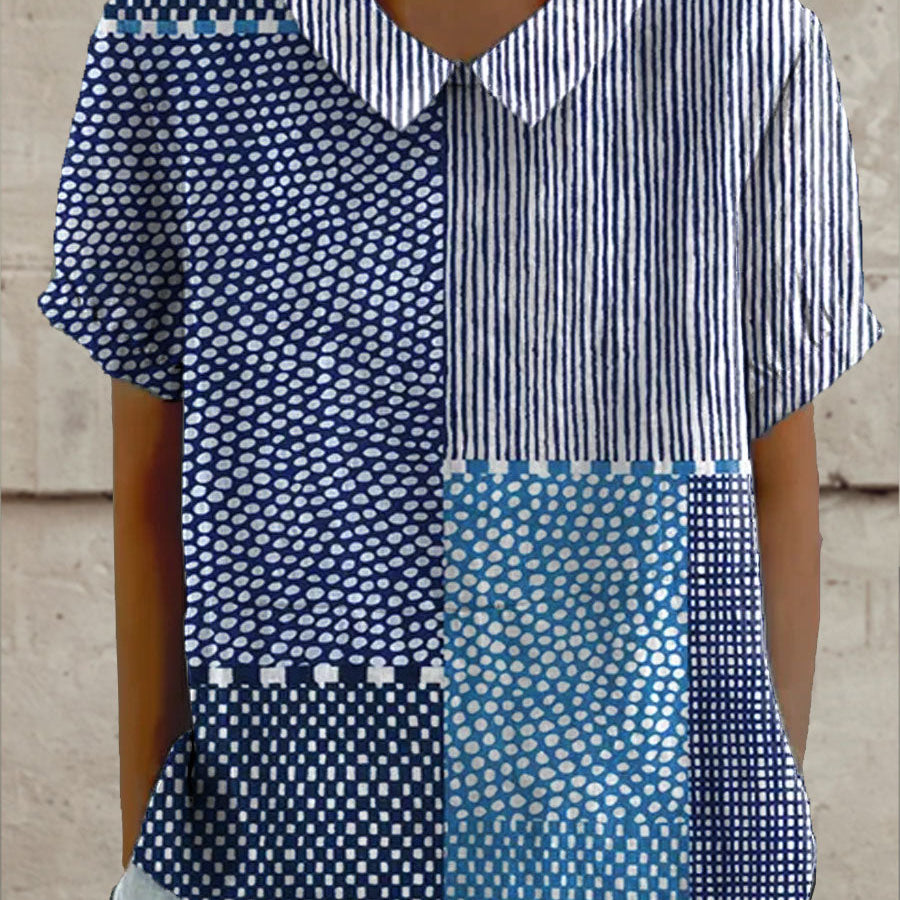 Alina - Camisa com Estampa Patchwork — vista 2