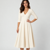 Leonor | Vestido Midi Fluido de Cintura Marcada