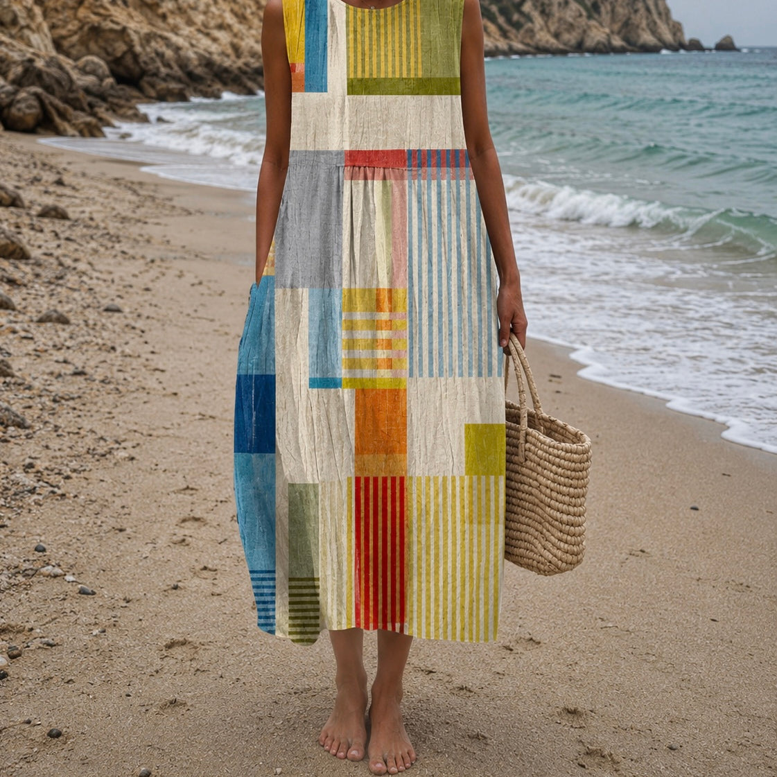 Luna - Vestido Patchwork Colorido