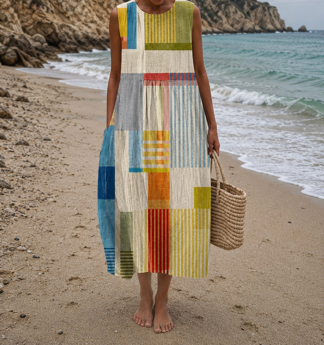 Luna - Vestido Patchwork Colorido