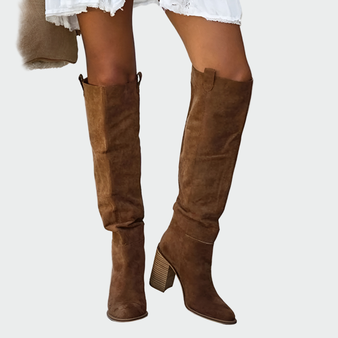 Botas ortopédicas de couro até ao joelho