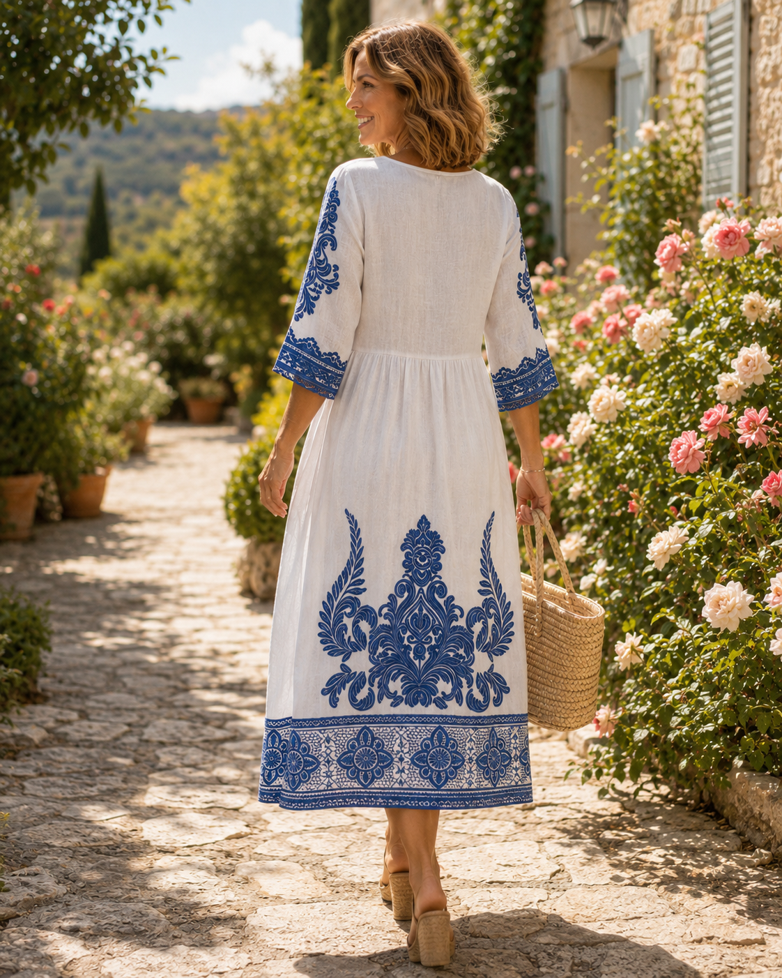 Leonor - Vestido Maxi de Gola Redonda com Estampa — vista 2