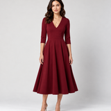 Leonor | Vestido Midi Fluido de Cintura Marcada
