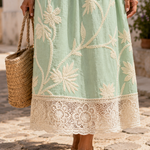 Otília - Vestido Midi Bordado Verde — vista 3