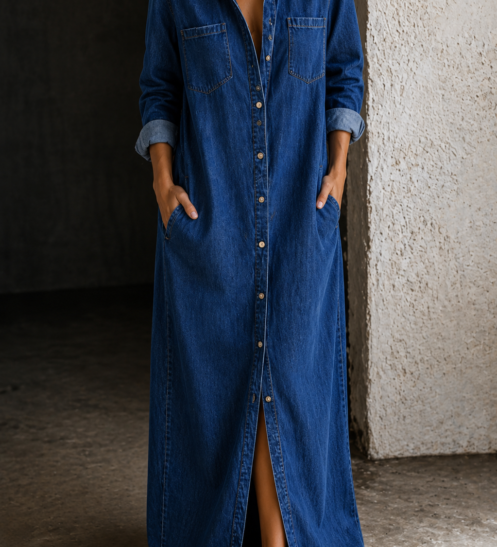 Palmira - Vestido Camiseiro de Ganga — vista 3