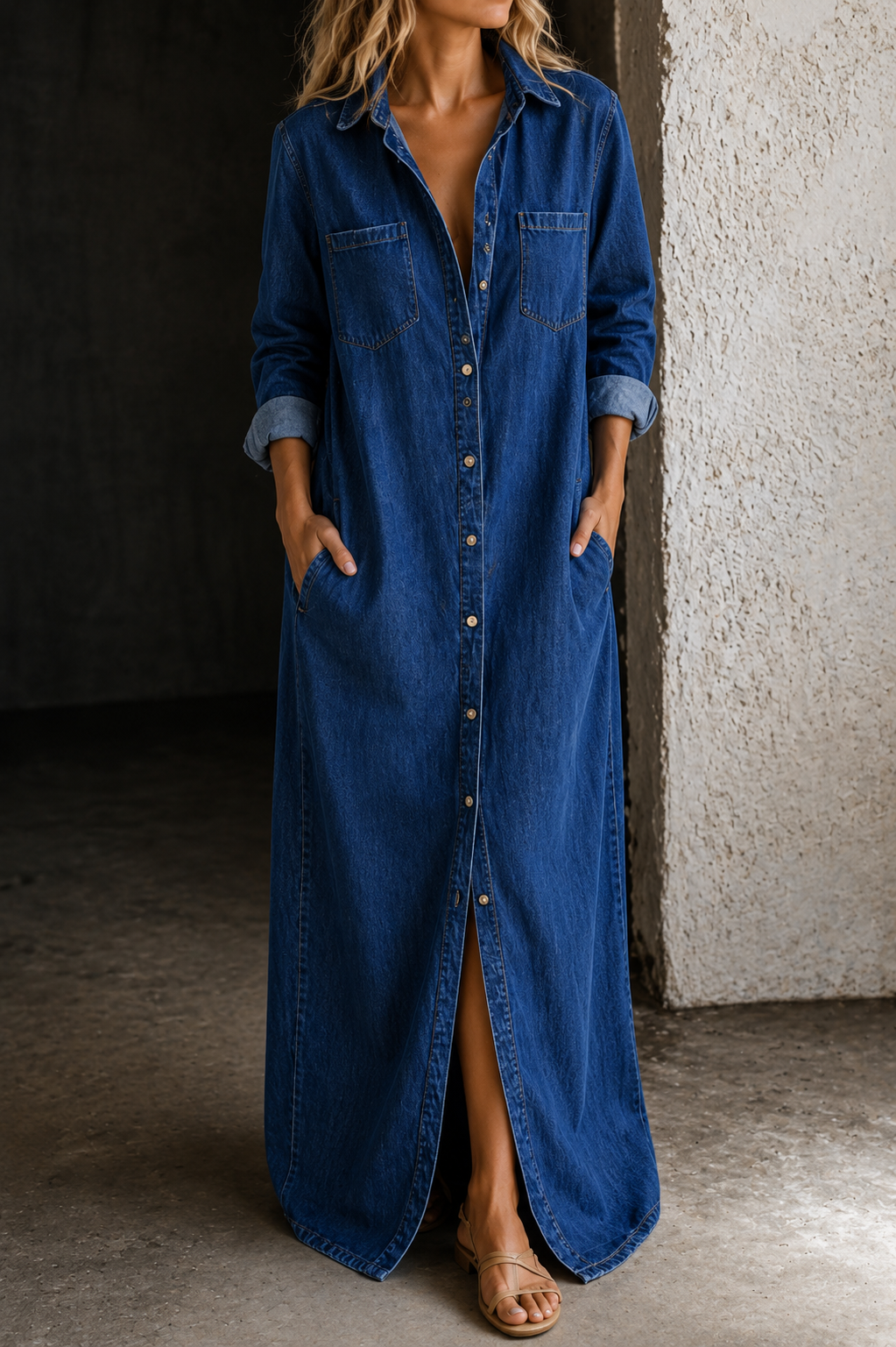 Palmira - Vestido Camiseiro de Ganga — vista 3