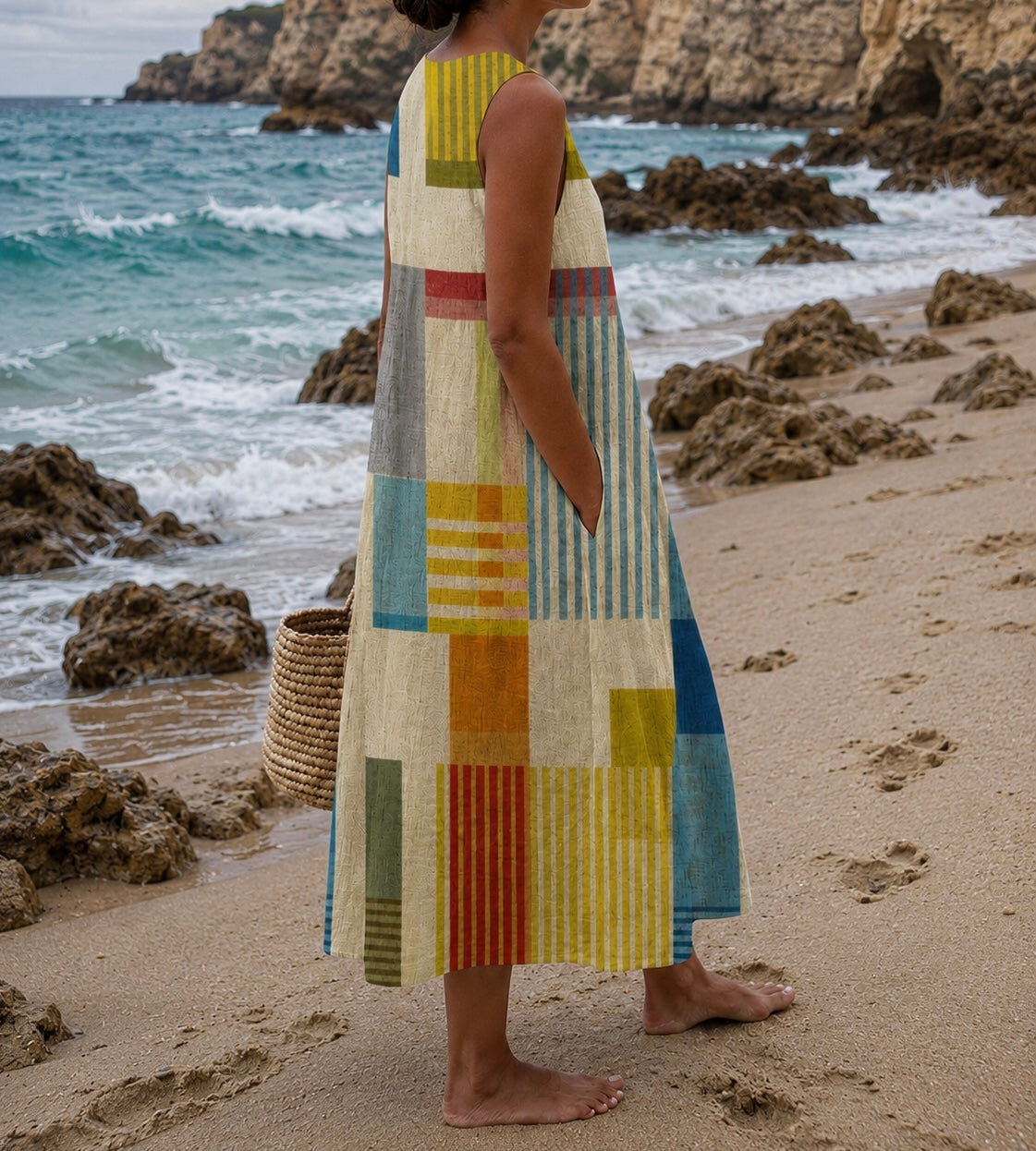 Luna - Vestido Patchwork Colorido — vista 2