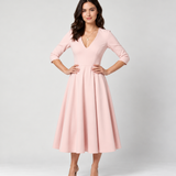 Leonor | Vestido Midi Fluido de Cintura Marcada