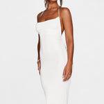 Kiara - Vestido Longo Cetim Branco — vista 3