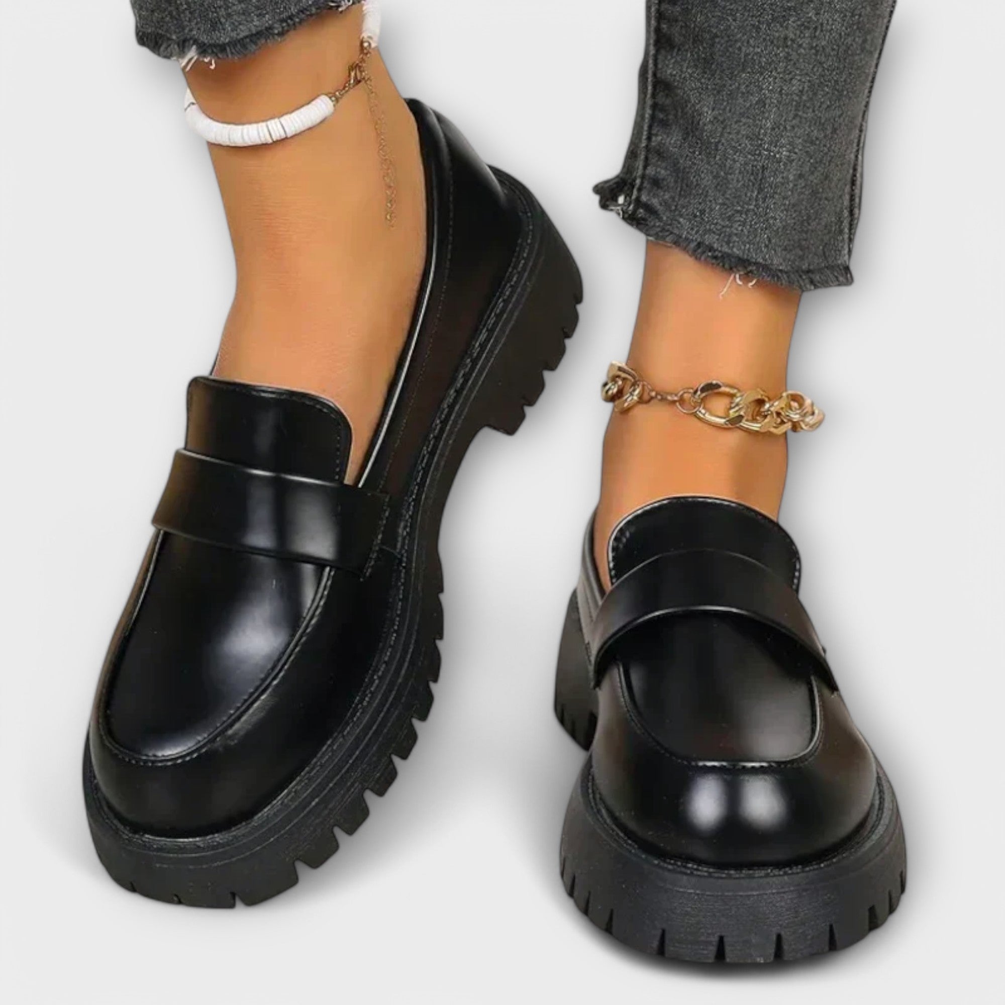 Calista - Mocassim para mulher com design ortopédico e cunha de cetim — vista 2