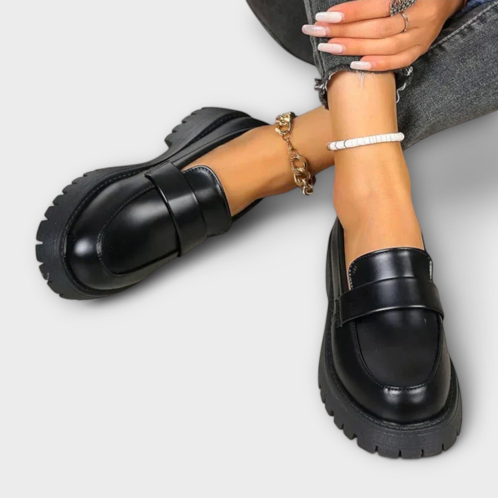 Calista - Mocassim para mulher com design ortopédico e cunha de cetim — vista 4